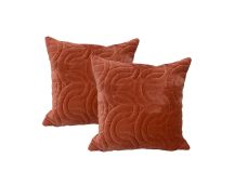 Roma Brick Twin Pack Cotton Velvet Embroidered Cushion Polyester Filled by Cloud Linen