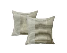 Aubrey Olive Twin Pack Cotton Embroidered Cushion Polyester Filled by Cloud Linen