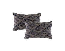 Lulu Grey Twin Pack Cotton Embroidered Cushion Polyester Filled by Cloud Linen