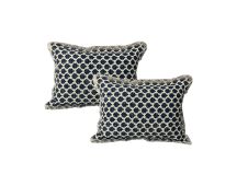 Somerset Grey Twin Pack Cotton Embroidered Cushion Polyester Filled by Cloud Linen