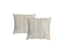 Indira Natural Twin Pack Cotton Embroidered Cushion Polyester Filled by Cloud Linen