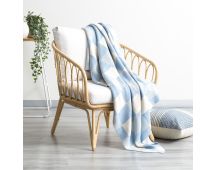 Newport Checkered Cotton Knitted French Blue Throw by Renee Taylor