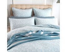 Jervis Checks Jacquard French Blue Quilt Cover Set by Renee Taylor Super King