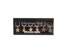 Bread and Butter (3) Star and (3) Tree Wine Glass Charms - 6 Pack