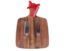 Bread and Butter Rectangle Paddle Food Board w/ 2 Cheeese Knives