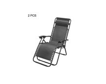 2 Pcs Zero Gravity Folding Reclining Chair (Black)