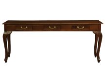 Queen Anne 3 Drawer Sofa Table - Mahogany