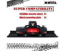 X-BULL 4x4 Electric Winch 12V 14500LBS synthetic rope with winch mounting plate