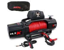 X-BULL 12V Electric Winch 14500LBS synthetic rope with winch cover