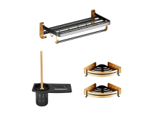 Gominimo Bathroom Wall Mount Black Gold Accessories Set (B)