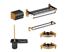 Gominimo Bathroom Wall Mount Black Gold Accessories Set (G)