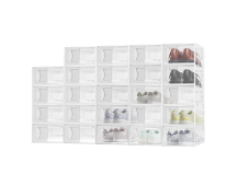 GOMINIMO Plastic Shoe Box 24PCS Medium Size Premium (White)