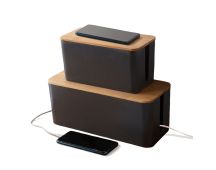 GOMINIMO set of Two Cable Management Box with Bamboo Lid (Black)