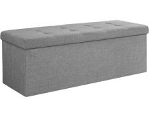 SONGMICS 110cm Storage Ottoman Bench Light Grey