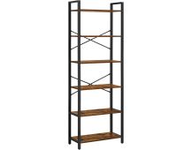 VASAGLE 6-Tier Bookcase Storage Shelf Industrial Design Vintage Brown Black