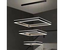 Modern Minimalist Square Pendant Light Adjustable LED Chandelier Triple Layer(straight base)