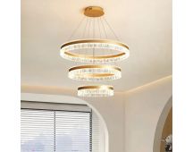 Gold 3 Rings 180W Modern Luxury Ring Pendant Light Adjustable Water Ripple LED Chandelier