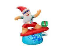 1.8m Inflatable Surfing Santa with LED Lights for Christmas Beach Decor