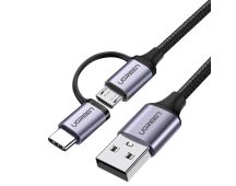 UGREEN 30875 2-in-1 USB-A to Micro USB / USB-C Cable 1m