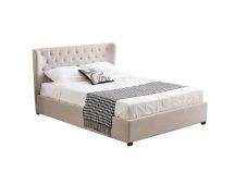 Cambridge Tan Beige Linen Tufted Bed - king