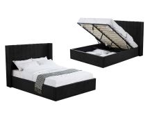 Hilton Black Velvet Gas Lift Bed - King