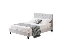 Winston Light Grey Velvet Tufted Bed - Double