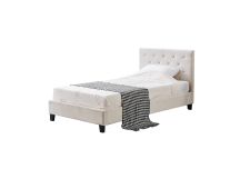 Winston Beige Velvet Tufted Bed - King Single