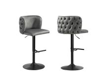 Lara Tufted Height Adjustable Swivel Bar Stools with Footrest - Dark Grey