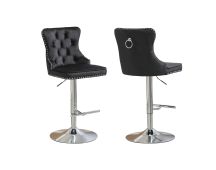 Sahara Black Barstool with Silver Stand -Set of 2