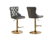 Sahara Dark Grey Barstool with Gold Stand -Set of 2