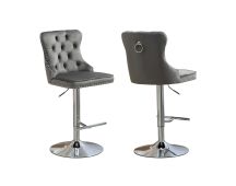 Sahara Dark Grey Barstool with Silver Stand -Set of 2