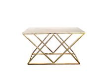 Alsea Console Table Gold Base - White Marble