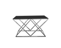 Alsea Console Table Silver Base - Black Glass