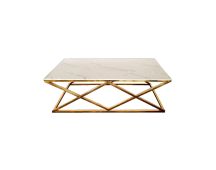 Alsea Coffee Table Gold Base - White Marble