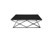 Alsea Coffee Table Silver Base - Black Glass