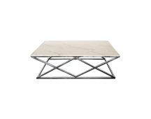 Alsea Coffee Table Silver Base - White Marble