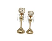 Crystal Gold Ball Candle Holder -Set of 2