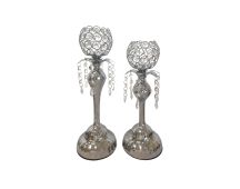 Crystal Silver Ball Candle Holder -Set of 2