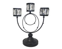 Trio Crystal Candle Holder - Black