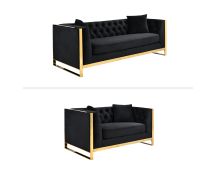 William Lounge - Black Velvet - Gold Trims