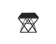 Alsea Side Table Black Base - Black Glass