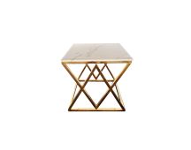 Alsea Side Table Gold Base - White Marble