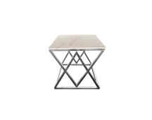 Alsea Side Table Silver Base - White Marble