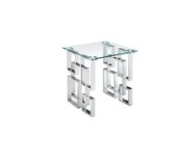 Royale Silver Side Table - White Marble