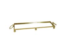 Eliza Large Rectangle Iron Mirror Tray with Handles - Gold