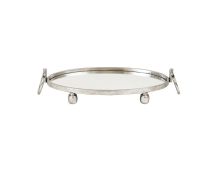 Eliza Oval Iron Mirror Tray with Handles - Silver