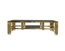 Chelsea Gold TV Unit Table - Black Glass