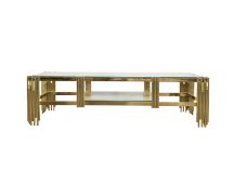 Chelsea Gold TV Unit Table - Clear Glass