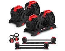 CORTEX Revolock V2 48kg Pair Set Adjustable Steel Dumbbell Barbell Kettlebell All-in-One