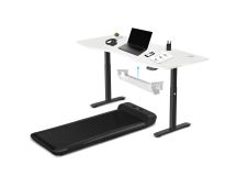 WalkingPad C2 Treadmill + ErgoDesk Automatic Standing Desk 1800mm in White/Black + Cable Management Tray